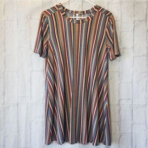 BCBGeneration Striped Short-sleeve A-line Mini Dress